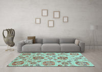 Machine Washable Abstract Light Blue Modern Rug, wshabs3908lblu