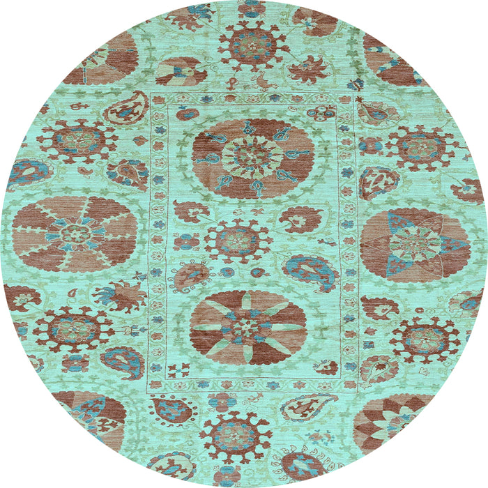 Round Abstract Light Blue Modern Rug, abs3908lblu