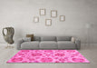 Machine Washable Abstract Pink Modern Rug in a Living Room, wshabs3908pnk