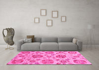 Machine Washable Abstract Pink Modern Rug, wshabs3908pnk