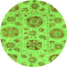 Round Abstract Green Modern Rug, abs3908grn