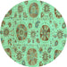 Round Abstract Turquoise Modern Rug, abs3908turq