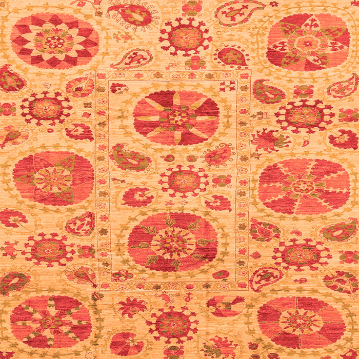 Square Machine Washable Abstract Orange Modern Area Rugs, wshabs3908org