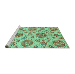 Sideview of Machine Washable Abstract Turquoise Modern Area Rugs, wshabs3908turq