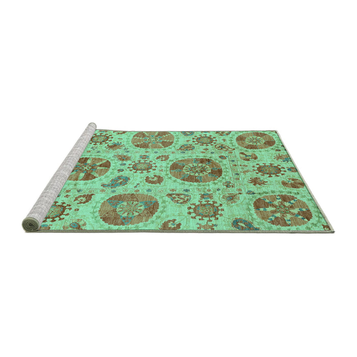 Sideview of Machine Washable Abstract Turquoise Modern Area Rugs, wshabs3908turq