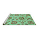 Sideview of Machine Washable Abstract Turquoise Modern Area Rugs, wshabs3908turq