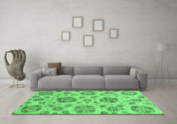 Machine Washable Abstract Emerald Green Modern Rug, wshabs3908emgrn