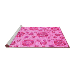 Sideview of Machine Washable Abstract Pink Modern Rug, wshabs3908pnk