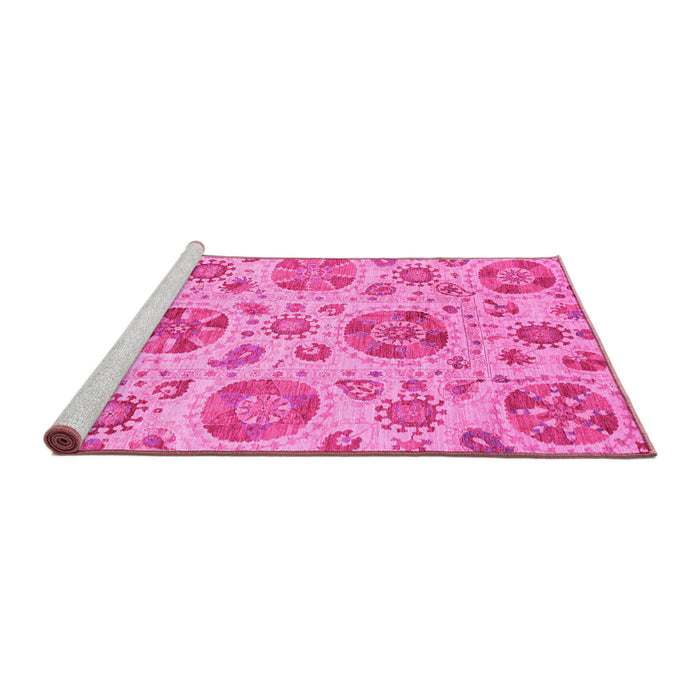 Sideview of Machine Washable Abstract Pink Modern Rug, wshabs3908pnk