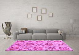 Machine Washable Abstract Purple Modern Area Rugs in a Living Room, wshabs3908pur