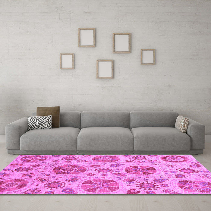 Machine Washable Abstract Purple Modern Area Rugs in a Living Room, wshabs3908pur