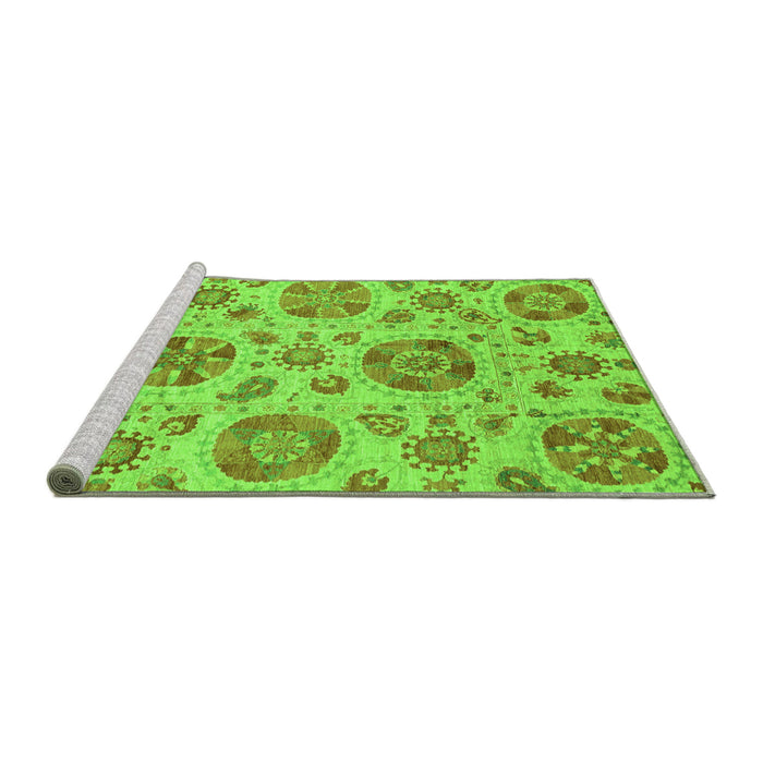 Sideview of Machine Washable Abstract Green Modern Area Rugs, wshabs3908grn