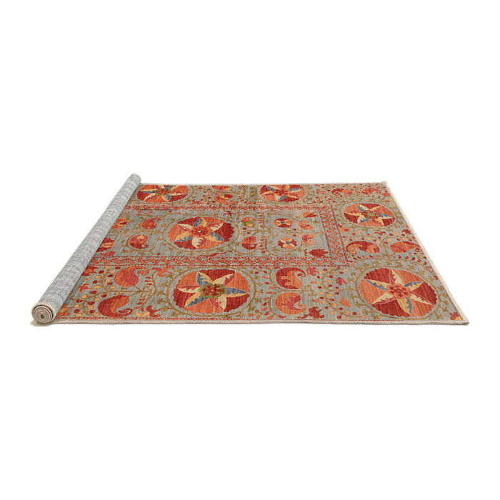 Sideview of Machine Washable Abstract Fire Red Rug, wshabs3909