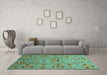 Machine Washable Abstract Turquoise Modern Area Rugs in a Living Room,, wshabs3909turq