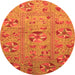 Round Abstract Orange Modern Rug, abs3909org