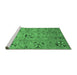 Sideview of Machine Washable Abstract Emerald Green Modern Area Rugs, wshabs3909emgrn