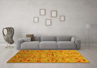 Machine Washable Abstract Yellow Modern Rug, wshabs3909yw