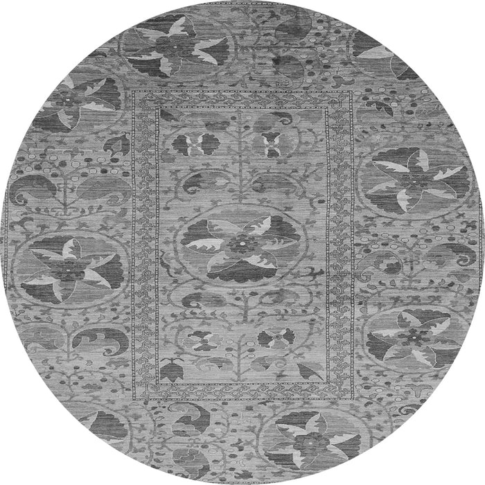 Round Machine Washable Abstract Gray Modern Rug, wshabs3909gry