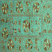 Square Machine Washable Abstract Turquoise Modern Area Rugs, wshabs3909turq