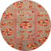 Round Abstract Red Modern Rug, abs3909