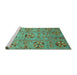 Sideview of Machine Washable Abstract Turquoise Modern Area Rugs, wshabs3909turq