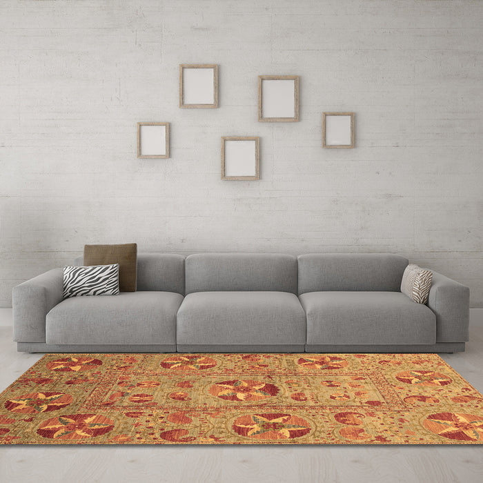 Machine Washable Abstract Brown Modern Rug in a Living Room,, wshabs3909brn