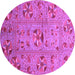 Round Machine Washable Abstract Purple Modern Area Rugs, wshabs3909pur