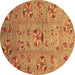 Round Abstract Brown Modern Rug, abs3909brn