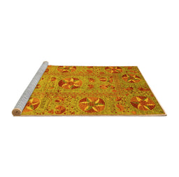 Sideview of Machine Washable Abstract Yellow Modern Rug, wshabs3909yw