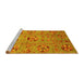 Sideview of Machine Washable Abstract Yellow Modern Rug, wshabs3909yw