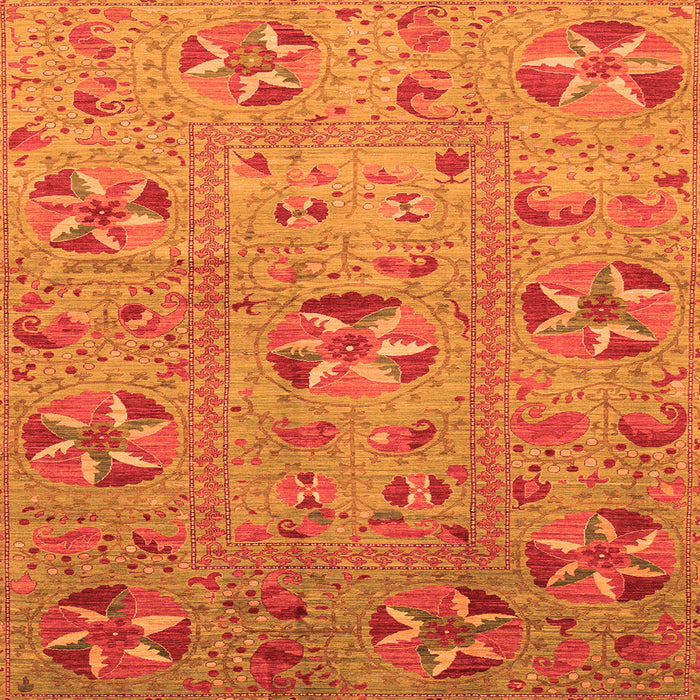 Square Abstract Orange Modern Rug, abs3909org