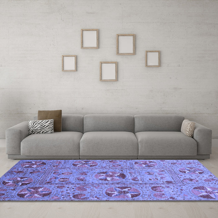 Machine Washable Abstract Blue Modern Rug in a Living Room, wshabs3909blu