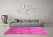 Machine Washable Abstract Pink Modern Rug in a Living Room, wshabs3909pnk