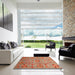 Square Abstract Red Modern Rug in a Living Room, abs3909