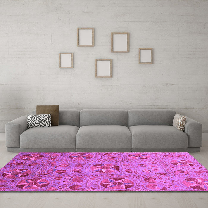 Machine Washable Abstract Purple Modern Area Rugs in a Living Room, wshabs3909pur