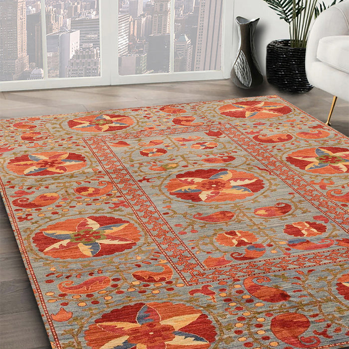 Machine Washable Abstract Fire Red Rug in a Family Room, wshabs3909