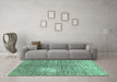 Machine Washable Abstract Turquoise Modern Area Rugs in a Living Room,, wshabs390turq