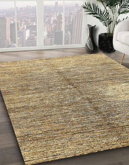 Abstract Brown Gold Modern Rug in Family Room, abs390
