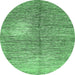 Round Abstract Emerald Green Modern Rug, abs390emgrn