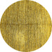 Round Machine Washable Abstract Yellow Modern Rug, wshabs390yw