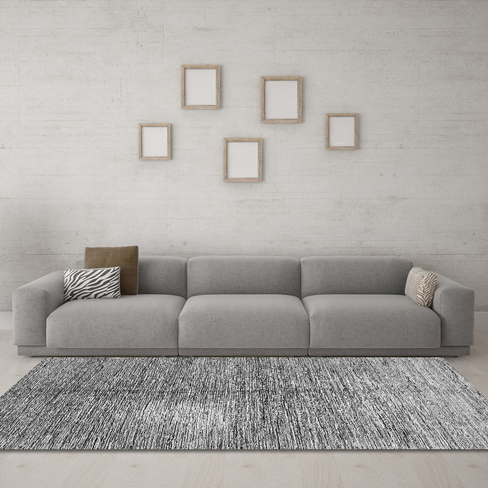 Machine Washable Abstract Gray Modern Rug in a Living Room,, wshabs390gry