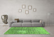 Machine Washable Abstract Green Modern Area Rugs in a Living Room,, wshabs390grn