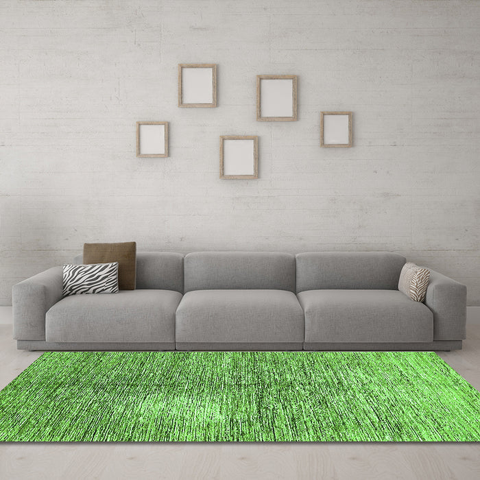 Machine Washable Abstract Green Modern Area Rugs in a Living Room,, wshabs390grn