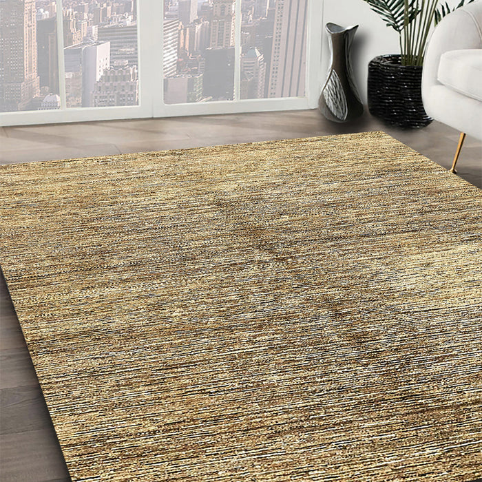 Abstract Brown Gold Modern Rug in Family Room, abs390