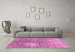 Machine Washable Abstract Pink Modern Rug in a Living Room, wshabs390pnk