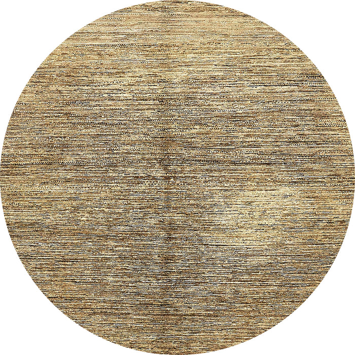Round Machine Washable Abstract Brown Gold Rug, wshabs390