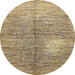 Round Machine Washable Abstract Brown Gold Rug, wshabs390