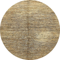 Round Abstract Brown Gold Modern Rug, abs390