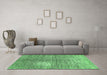 Machine Washable Abstract Emerald Green Modern Area Rugs in a Living Room,, wshabs390emgrn