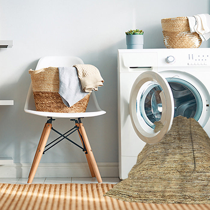 Machine Washable Abstract Brown Gold Rug in a Washing Machine, wshabs390